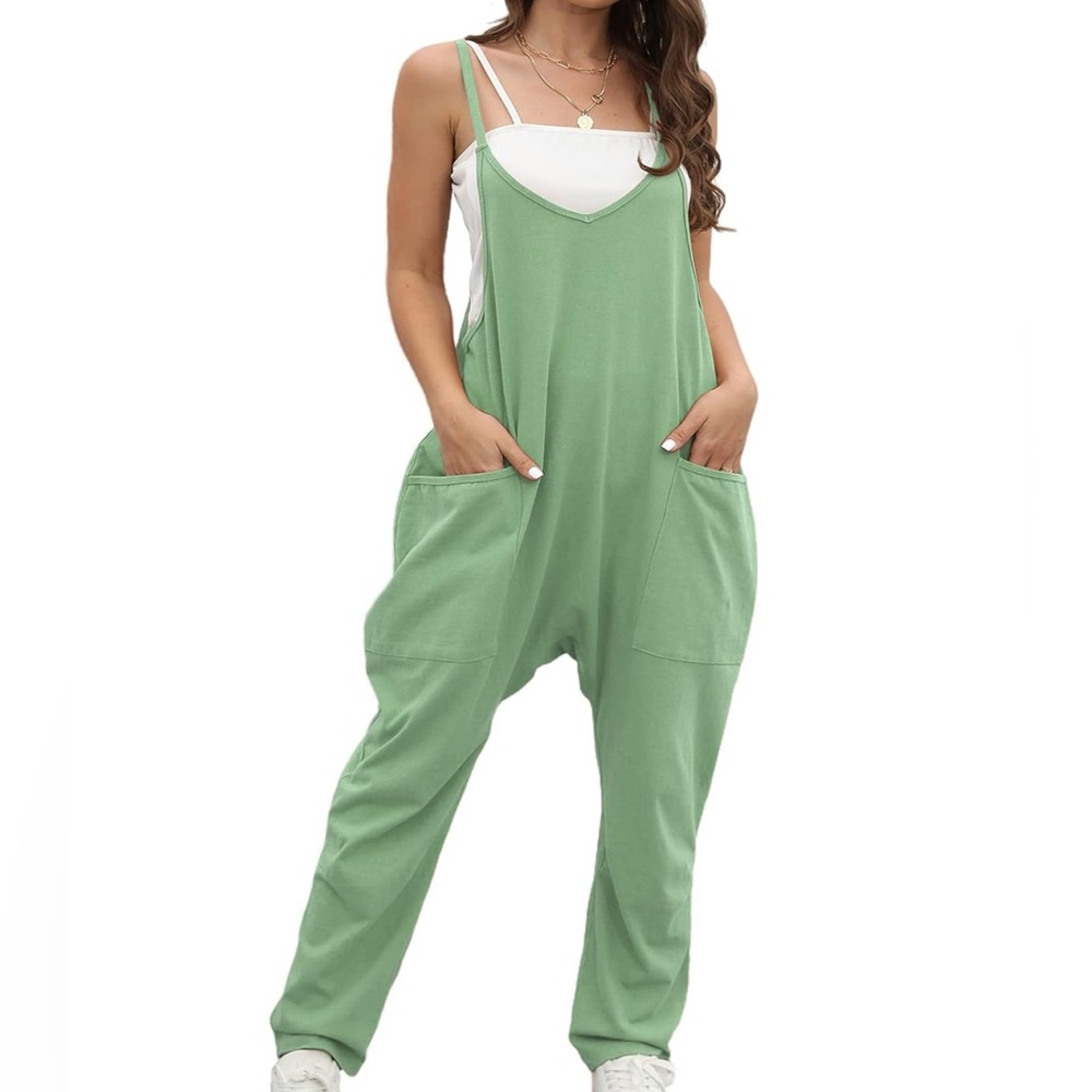 Women's Green Relaxed Fit Jumpsuit - Size 10 - Picture 2 of 11